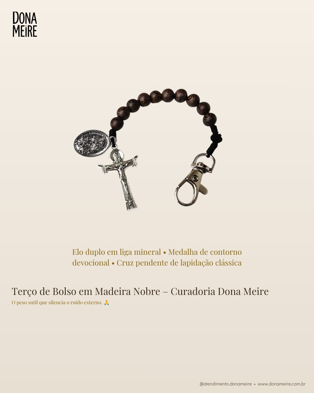 Terço de Bolso em Madeira Nobre – Curadoria Dona Meire