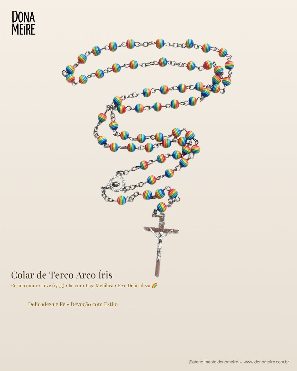 Colar de Terço Arco Íris – Delicadeza e Fé