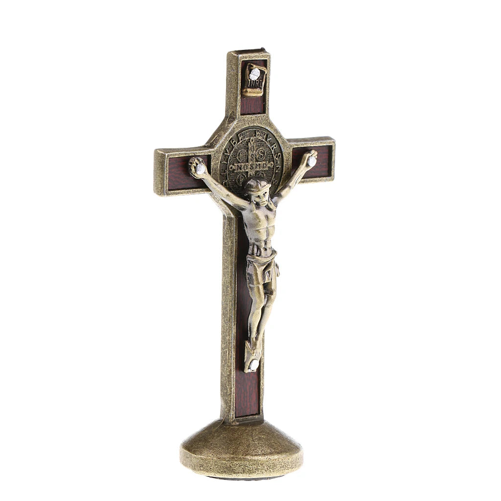 Crucifixo Clássico em Metal (9cm) com Base Adesiva