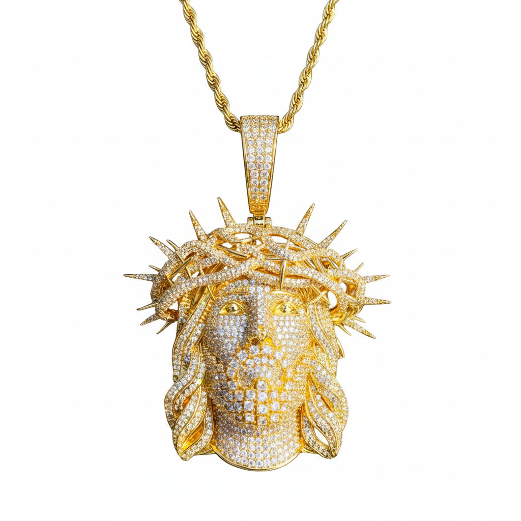 Medalhão Escultura Jesus com Zircônias