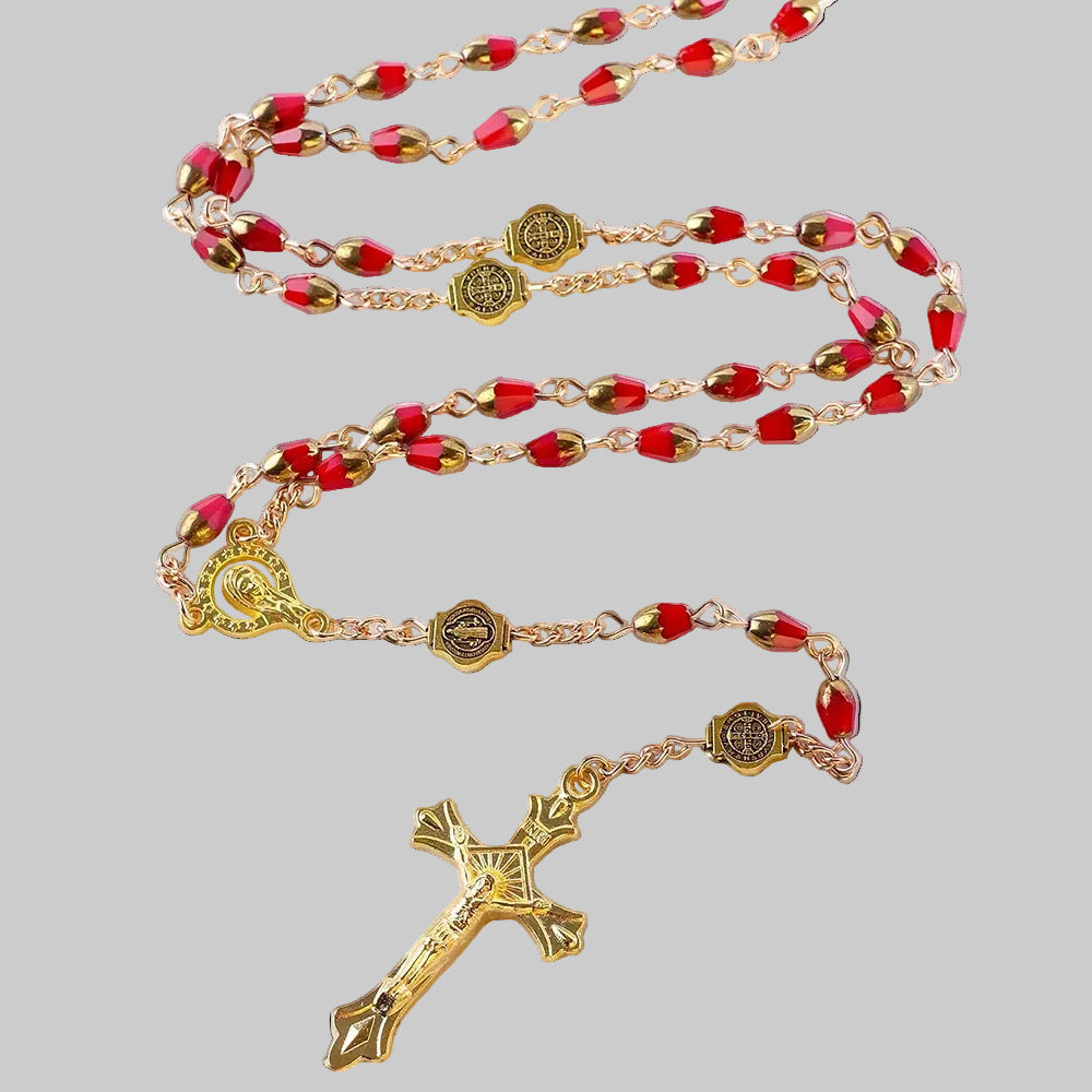 Colar de Terço com Pingente em Cristal – Arte Delicada e Brilho Atemporal