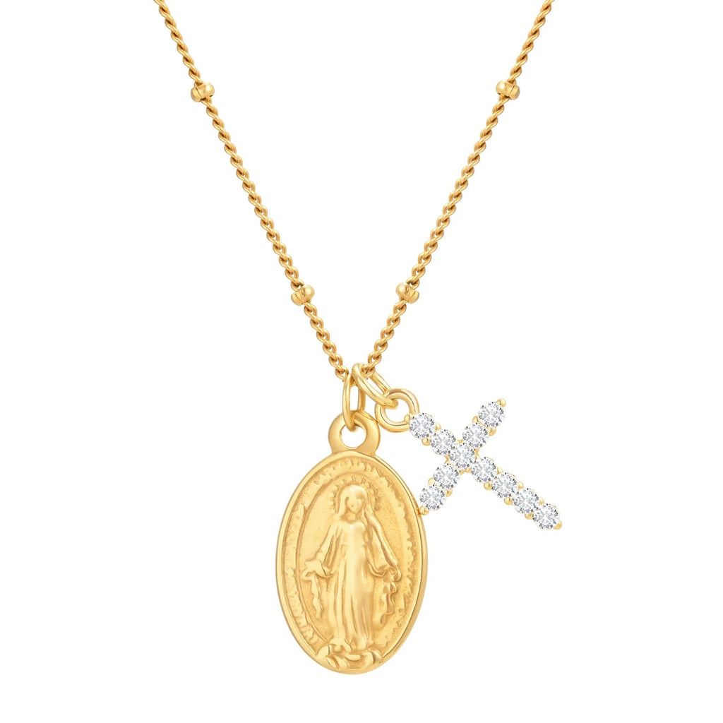 Colar Medalha Milagrosa e Cruz: Elegância, Fé e Durabilidade