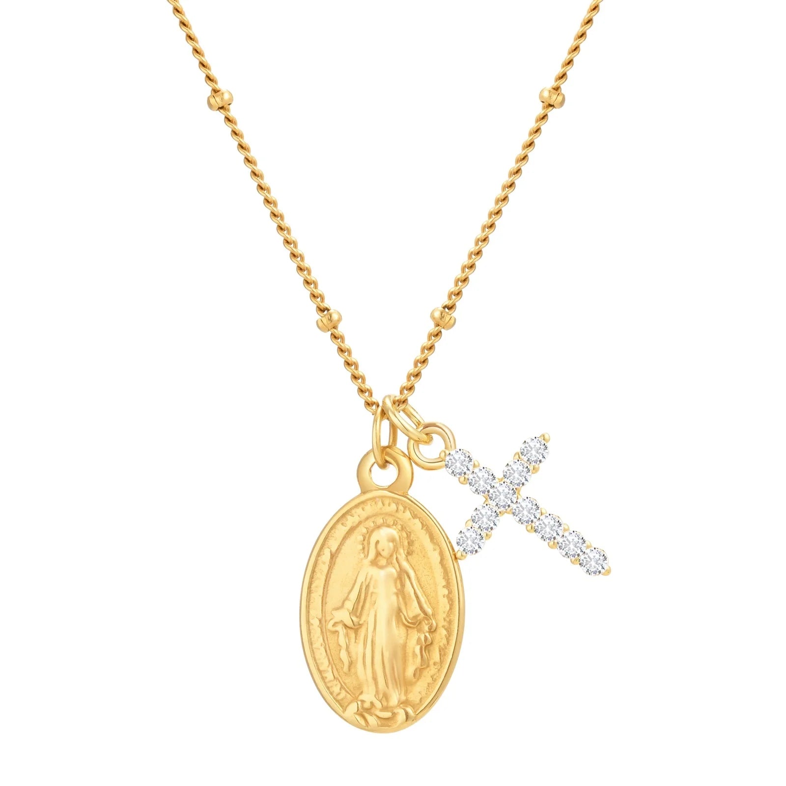 Colar Medalha Milagrosa e Cruz: Elegância, Fé e Durabilidade