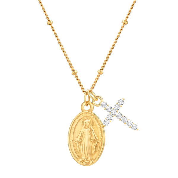 Colar Medalha Milagrosa e Cruz: Elegância, Fé e Durabilidade