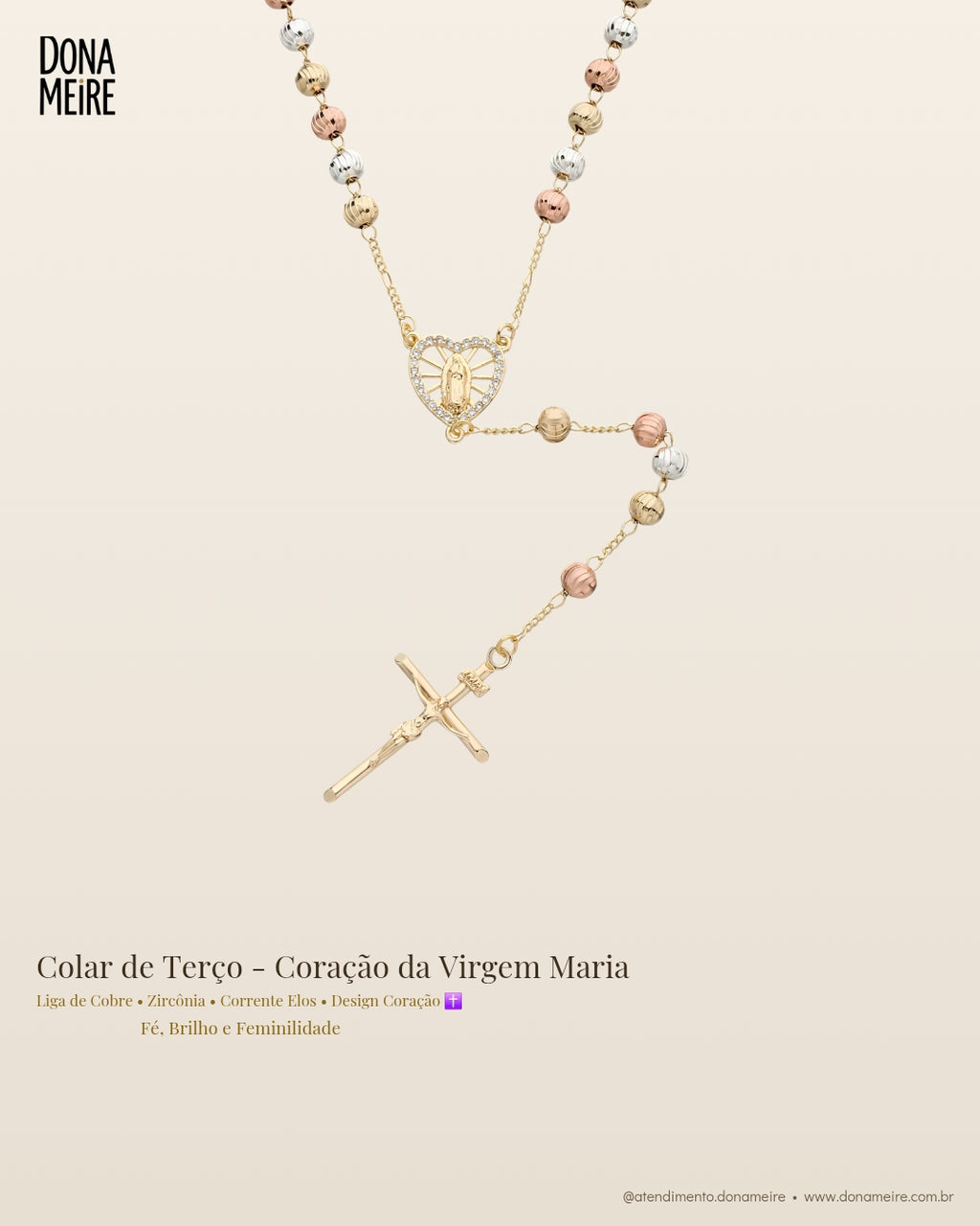 Colar de Terço - Coração da Virgem Maria