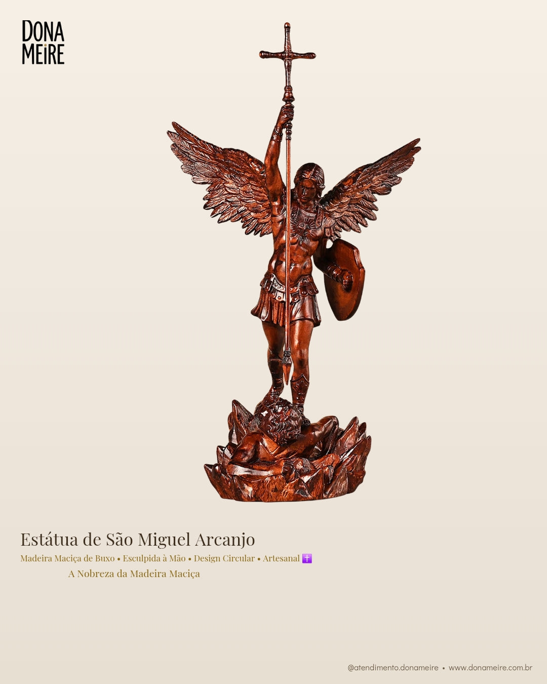 Estátua de São Miguel Arcanjo - Madeira Maciça