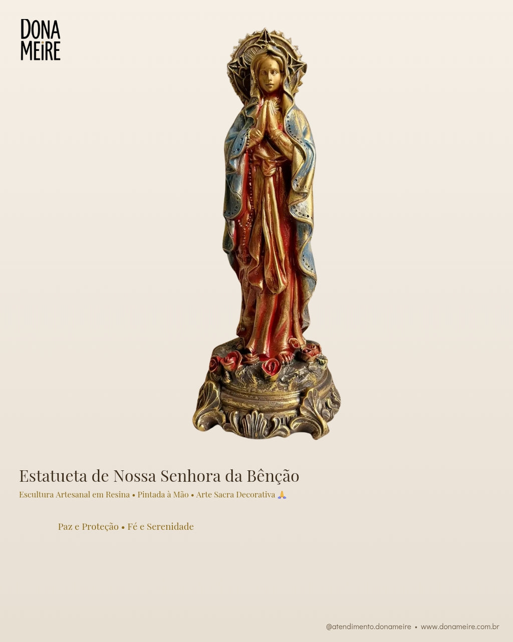 Estatueta de Nossa Senhora da Bênção – Escultura Artesanal em Resina